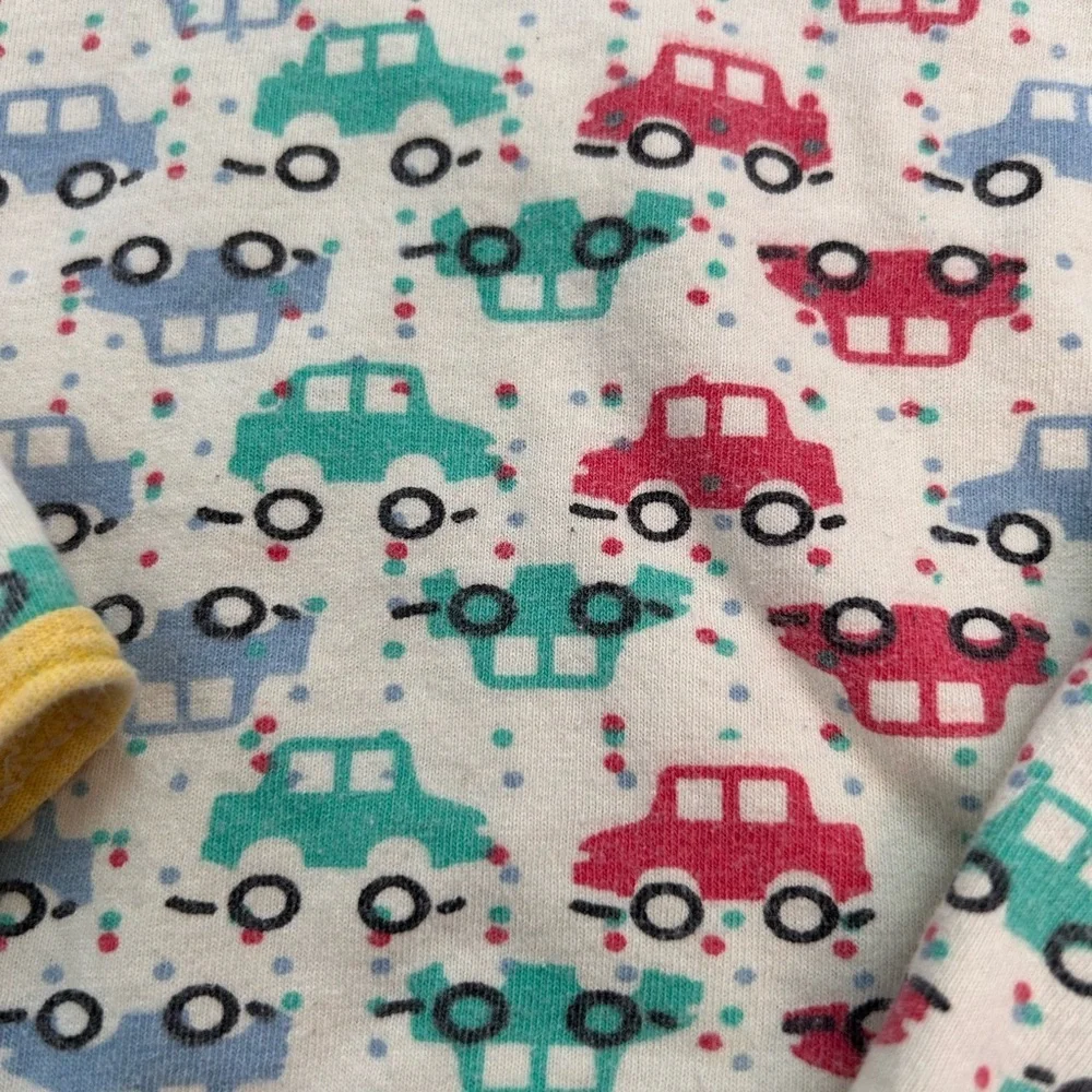 Little Boys Light Yellow with Red Blue & Green Cars w Elastic Waist PJ’s  Size 8